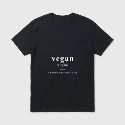 VEGAN A PERSON WHO T-Shirt – Dictionary definition of vegan printed as a person who cares a lot – Classic T-Shirt in Black