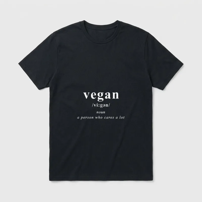 VEGAN A PERSON WHO T-Shirt – Dictionary definition of vegan printed as a person who cares a lot – Classic T-Shirt in Black