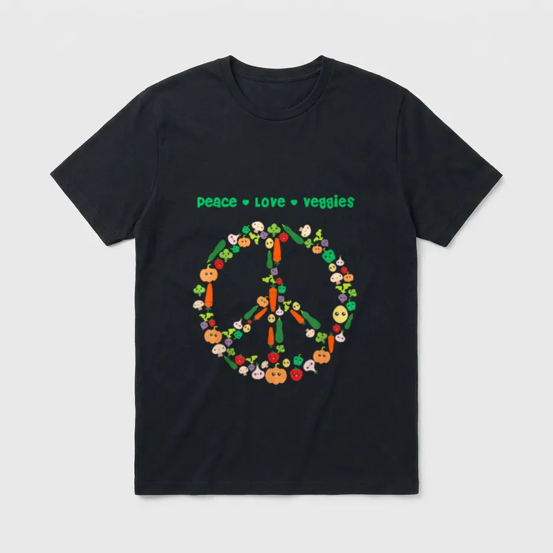 Kawaii Vegetables Peace Sign T-Shirt – Classic T-Shirt in Black