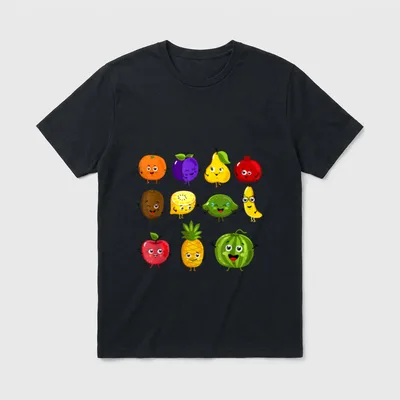 Funny Fruits Collage Fruit T-Shirt – Classic T-Shirt in Black