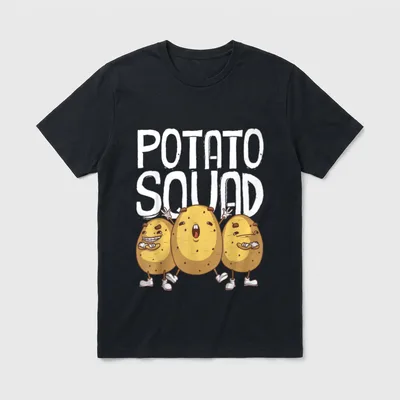 Funny Potato Squad for Men T-Shirt – Potato Squad text with three cartoon potatoes – Classic T-Shirt in Black