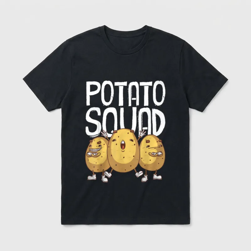 Funny Potato Squad for Men T-Shirt – Potato Squad text with three cartoon potatoes – Classic T-Shirt in Black