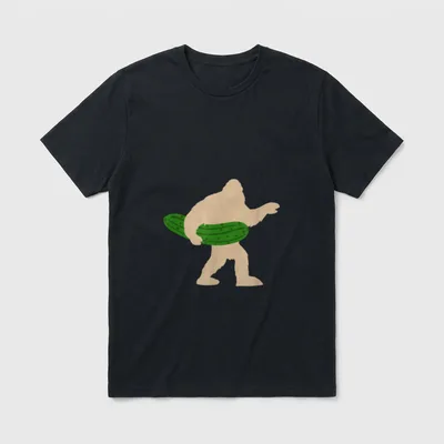 Pickle Bigfoot Pickles Vegan T-Shirt – Bigfoot silhouette holding two large pickles – Classic T-Shirt in Black