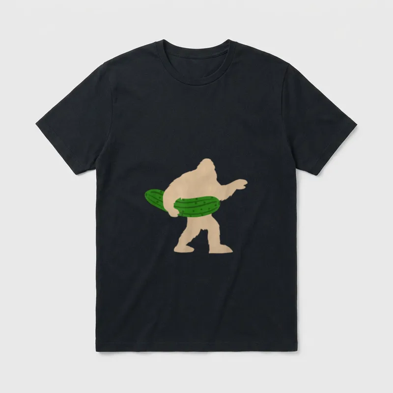 Pickle Bigfoot Pickles Vegan T-Shirt – Bigfoot silhouette holding two large pickles – Classic T-Shirt in Black