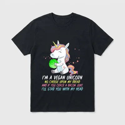 Vegan Unicorn Funny Saying T-Shirt – Classic T-Shirt in Black