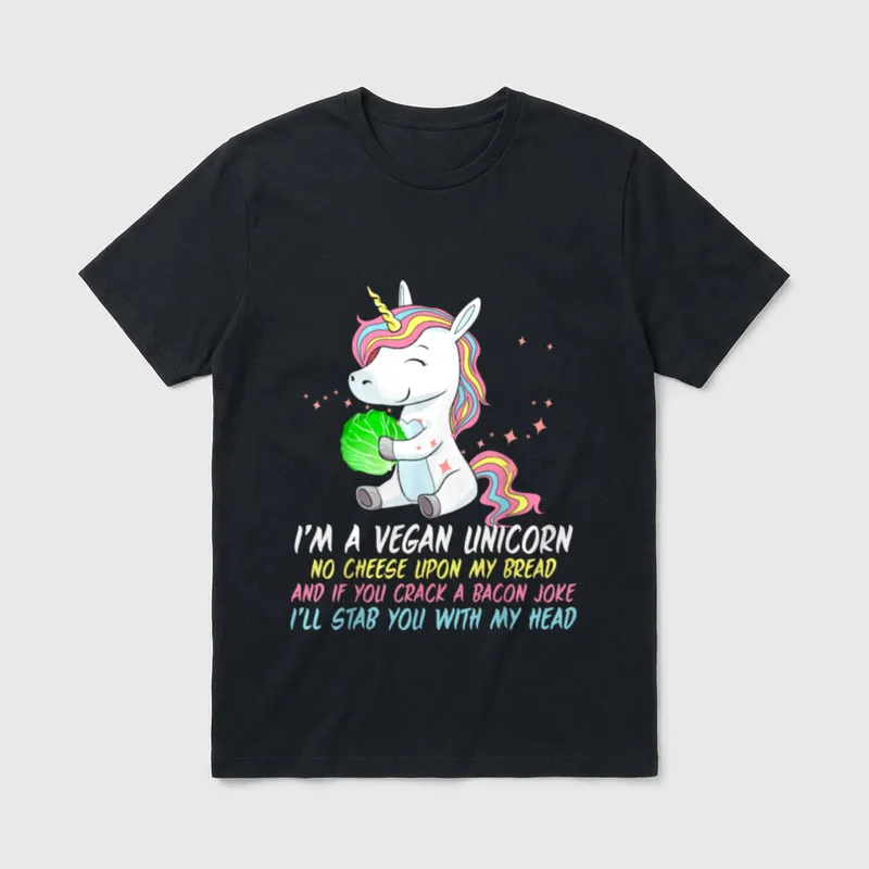 Vegan Unicorn Funny Saying T-Shirt – Classic T-Shirt in Black