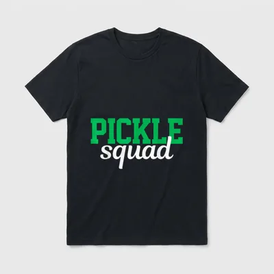 Pickle Squad Vegan Veggie & Vegetable Shirts T-Shirt – "PICKLE squad" in green and white text – Classic T-Shirt in Black