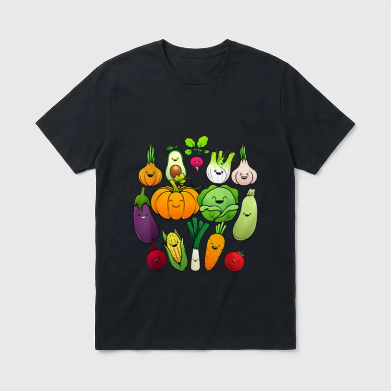 Cute Vegetable Art Men T-Shirt – Classic T-Shirt in Black