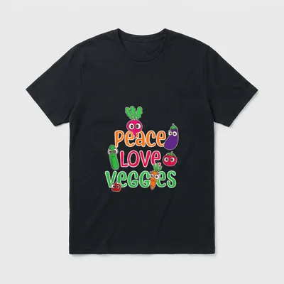 Peace Love Veggies Funny T-Shirt – Classic T-Shirt in Black