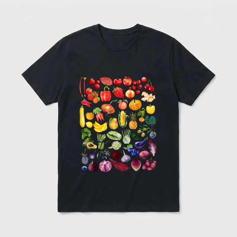 Rainbow Fruit and Vegetable T-Shirt – Classic T-Shirt in Black