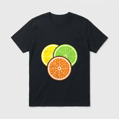 Lemon Slice Lime Orange T-Shirt – Yellow lemon, green lime, and orange slice graphic – Classic T-Shirt in Black