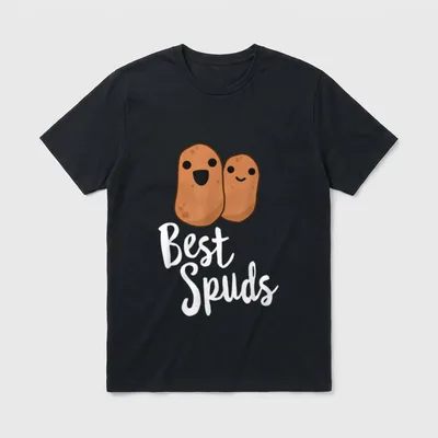 Best Spuds Funny Potato T-Shirt – Two smiling cartoon potatoes with Best Spuds text – Classic T-Shirt in Black