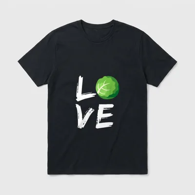 Vegan Vegetarian Love Green T-Shirt – White LOVE text with green cabbage replacing the O letter – Classic T-Shirt in Black
