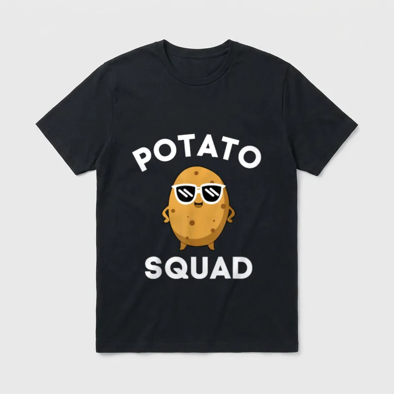 Potato Squad Funny Smiling T-Shirt – Classic T-Shirt in Black