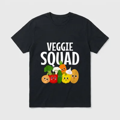 Veggie Squad Retro Vegetable T-Shirt – Classic T-Shirt in Black