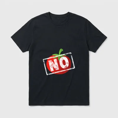 No Tomatoes For Men T-Shirt – Red tomato with white NO stamp overlay – Classic T-Shirt in Black