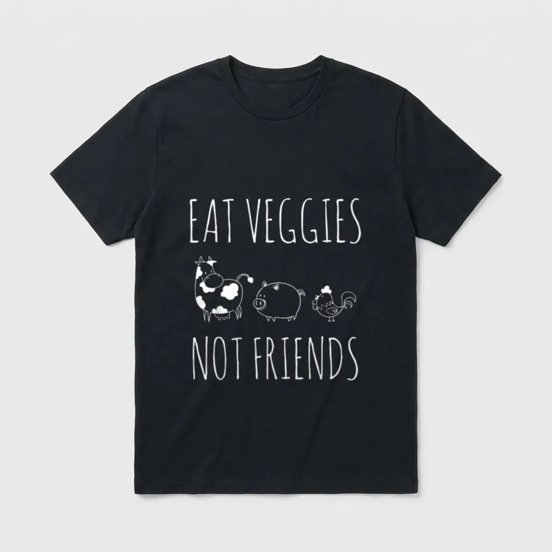 Eat Veggies Not Friends T-Shirt – Classic T-Shirt in Black