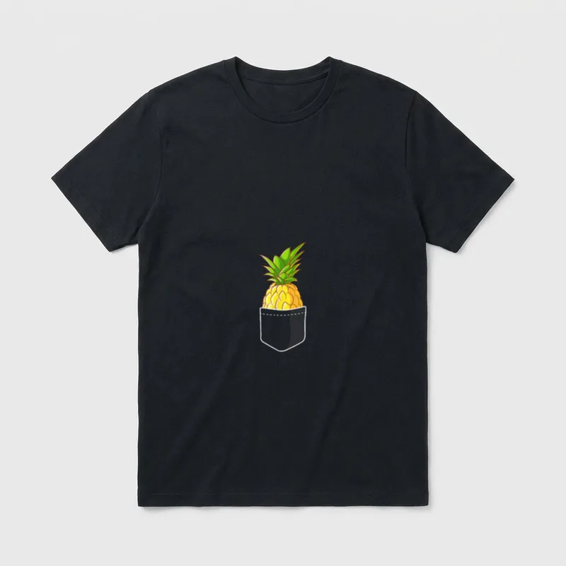 Pocket Pineapple Pineapple Fruit T-Shirt – Classic T-Shirt in Black