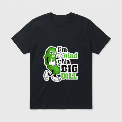 I'm Kind of a Big T-Shirt – Cartoon dill pickle character pointing to text I'm Kind of a Big Dill – Classic T-Shirt in Black