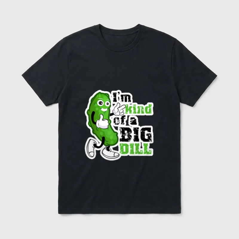 I'm Kind of a Big T-Shirt – Cartoon dill pickle character pointing to text I'm Kind of a Big Dill – Classic T-Shirt in Black