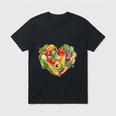 Watercolor Fruit and Vegetables T-Shirt – Classic T-Shirt in Black