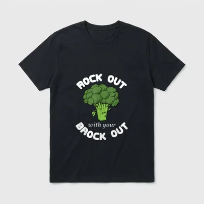 Funny Broccoli Vegetarian Rock T-Shirt – Classic T-Shirt in Black
