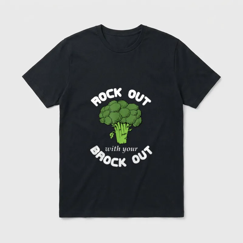 Funny Broccoli Vegetarian Rock T-Shirt – Classic T-Shirt in Black