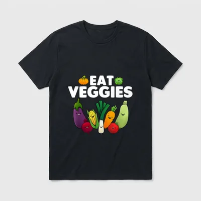 Cute Eat Veggies T-Shirt – Classic T-Shirt in Black
