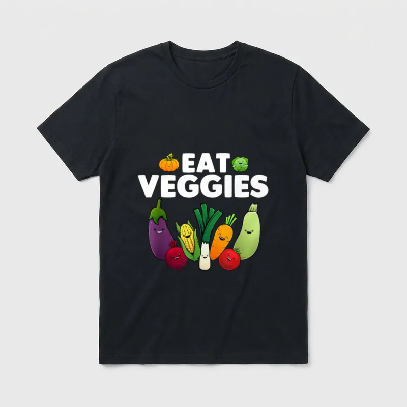 Cute Eat Veggies T-Shirt – Classic T-Shirt in Black