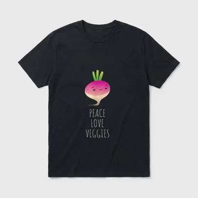 Peace Love Veggies Vegan T-Shirt – Classic T-Shirt in Black