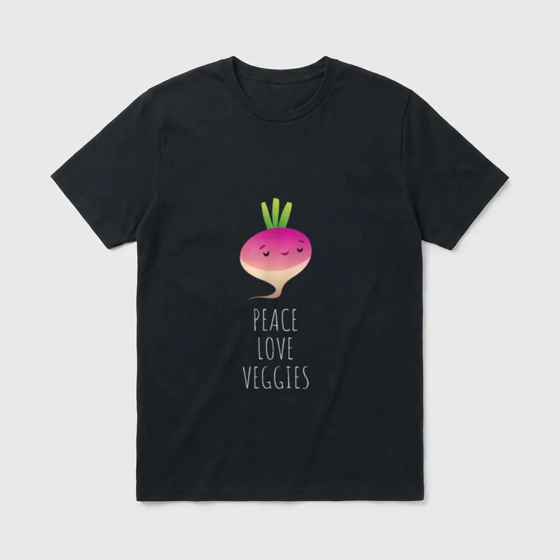 Peace Love Veggies Vegan T-Shirt – Classic T-Shirt in Black
