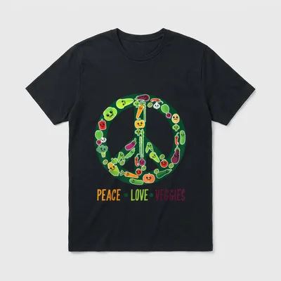 Peace Love Veggies Cool T-Shirt – Classic T-Shirt in Black