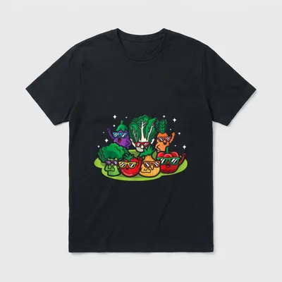 Cool Veggies With Sunglasses T-Shirt – Classic T-Shirt in Black