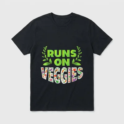 Runs On Veggies Vegetarian Veggie & Vegetable Shirts T-Shirt – Classic T-Shirt in Black