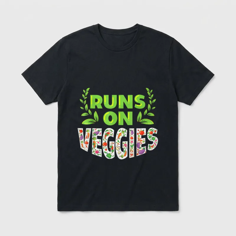 Runs On Veggies Vegetarian Veggie & Vegetable Shirts T-Shirt – Classic T-Shirt in Black
