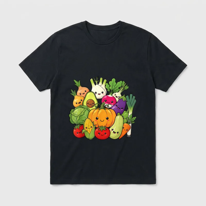 Cute Vegetable Art Men Women T-Shirt – Classic T-Shirt in Black