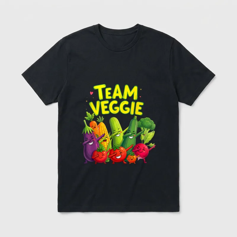 Playful Vegetable Characters Dabbing T-Shirt – Classic T-Shirt in Black