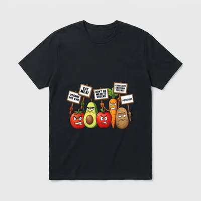 Cute Vegetable Art Funny T-Shirt – Classic T-Shirt in Black