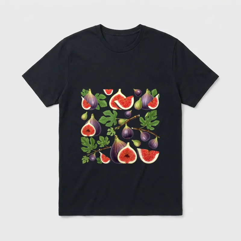 Cottagecore Fig Fruit Botanical T-Shirt – Classic T-Shirt in Black