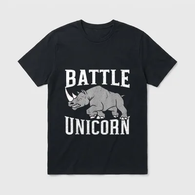 Battle Unicorn Rhinocerus Wildlife T-Shirt – Classic T-Shirt in Black