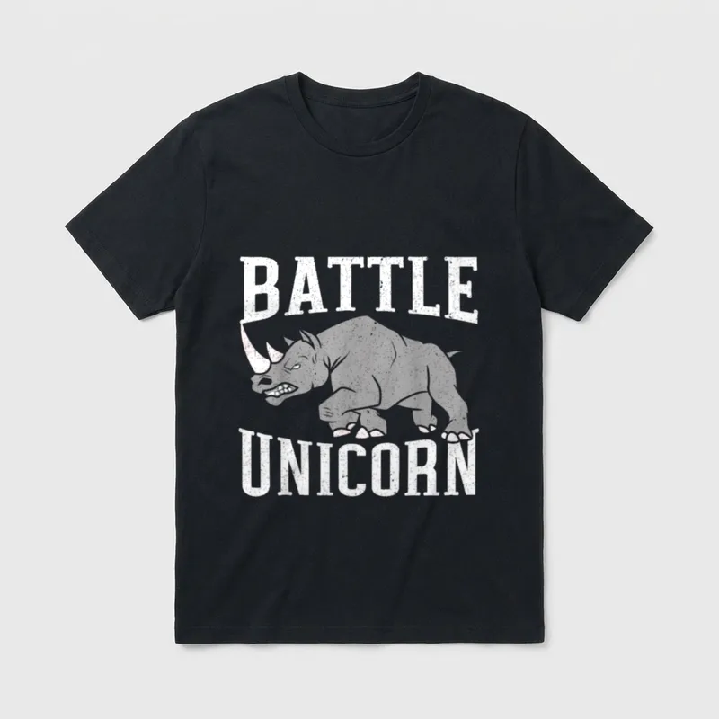 Battle Unicorn Rhinocerus Wildlife T-Shirt – Classic T-Shirt in Black