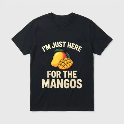 Mango Design for Men T-Shirt – I'm just here for the mangos text with illustrated mango fruit – Classic T-Shirt in Black