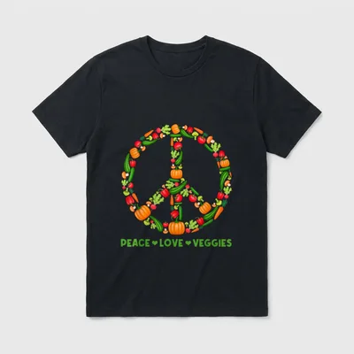 Peace Love Veggies Vegan Veggie & Vegetable Shirts T-Shirt – Classic T-Shirt in Black