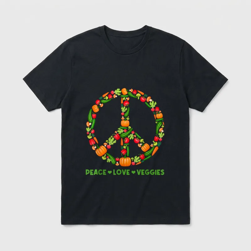 Peace Love Veggies Vegan Veggie & Vegetable Shirts T-Shirt – Classic T-Shirt in Black