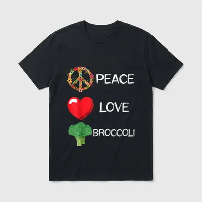 Love Peace Broccoli Green T-Shirt – Classic T-Shirt in Black