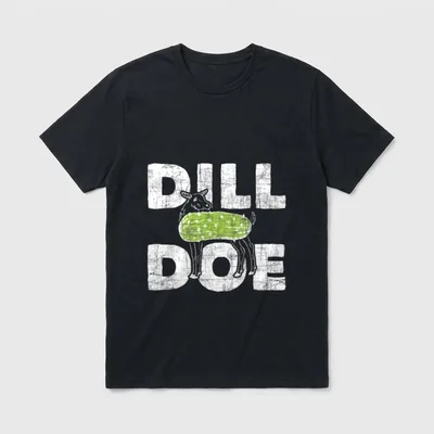 Dill Doe Pickle Cucumbler T-Shirt – A deer holding a green pickle between the words DILL DOE – Classic T-Shirt in Black