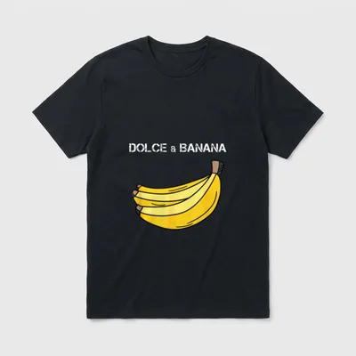 Dolce and Banana Banana T-Shirt – DOLCE & BANANA text above a yellow banana bunch illustration – Classic T-Shirt in Black