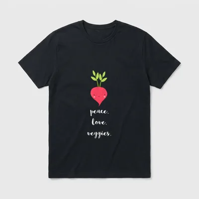 Peace Love Veggies Funny Veggie & Vegetable Shirts T-Shirt – Classic T-Shirt in Black
