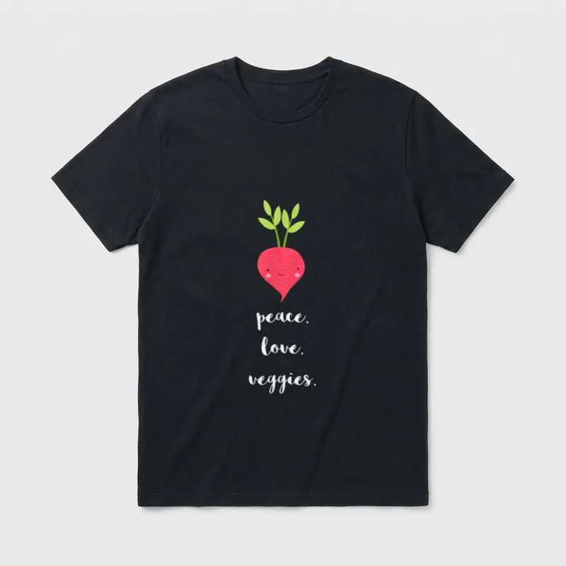 Peace Love Veggies Funny Veggie & Vegetable Shirts T-Shirt – Classic T-Shirt in Black