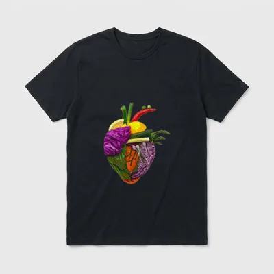 Vegan Heart Cute Vegetable T-Shirt – Classic T-Shirt in Black
